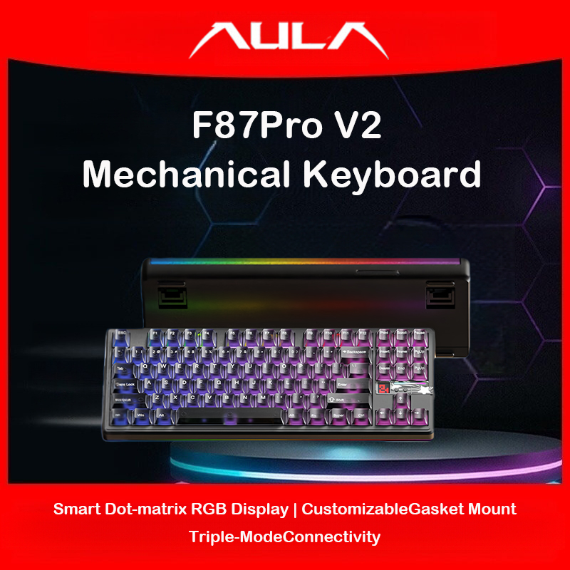 Gaming Keyboard Hot Swappable - Teclado mecânico AULA F87 Pro V2,